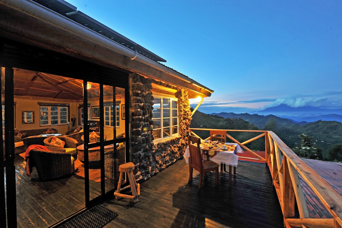 A beautiful lodge near Bwindi Impenetrable National Park, offering breathtaking views of the surrounding forests.